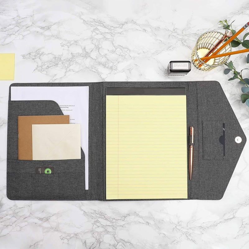 Paper Junkie Binder Organizer - 10 x 12.5 in, Gray Polyester - Resume Portfolio Folder - Zipper Binder Business Card Pockets - Image 2